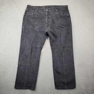 Levis 501 Jeans Mens 42X30 (41X28) Black Straight Leg Medium Wash Denim Chore